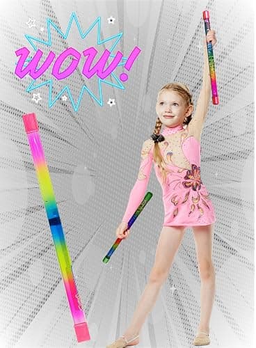 JA-RU Glitter Baton Wand (2 Units) Magic Fairy Rainbow Colors Wands Toys for Girls and Kids Princess Decorations Party Favors Twirling Cheerleader Dance Baton. Plus 1 Sticker 2002-2s thumbnail 4