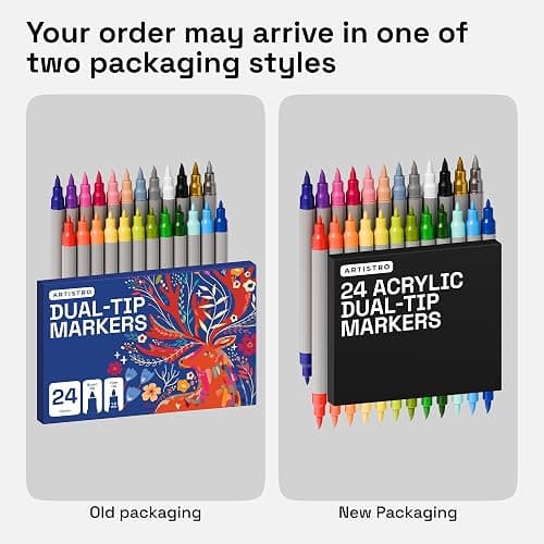 ARTISTRO 24 Acrylic Paint Markers - Paint Pens for Drawing, Brush + Fine Tips - For Fabric, Rock, Glass, Wood, DIY - Art & Craft Supplies for Adults, Teens, Kids - Teacher Appreciation Gift thumbnail 10