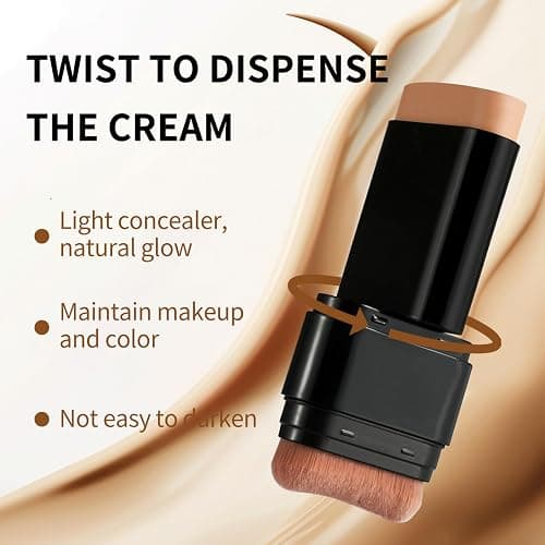 Foundation Stick, 2 in 1 Dual-Ended Long-Lasting Concealer Foundation Stick, Face Contouring foundation with Brush, Full Coverage Matte Finish for Face Makeup(02#NATURAL) thumbnail 2