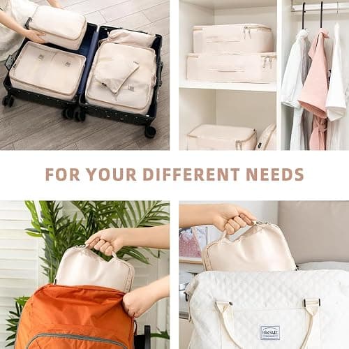 BAGAIL 8 Set Packing Cubes Luggage Packing Organizers for Travel Accessories-Cream thumbnail 8