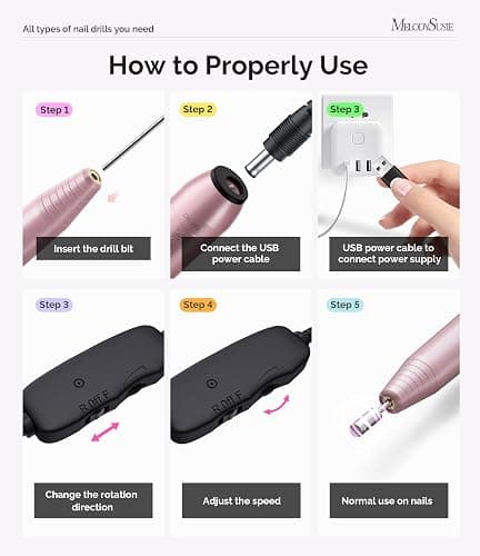 MelodySusie Pen-Shaped Portable USB Nail Drill, PC120I 20000RPM Electric Nail File with Compact Design for All Nail Care, Manicure Polishing, Shaping & Gel Removal at Home for Beginners thumbnail 6