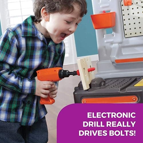 Step2 Big Builders Pro Kids Workbench, Indoor/Outdoor Tool Bench for Children, Interactive Play with Sounds, Made of Durable Plastic, Includes 45 Piece Toy Accessories, For Toddlers 3+ Years Old thumbnail 5