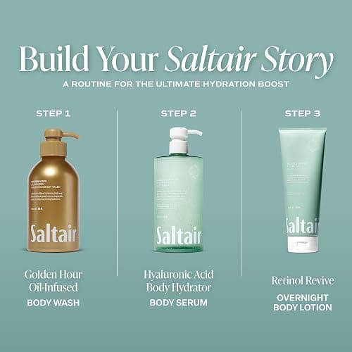 Saltair Hyaluronic Acid Body Serum – Hydrating Body Lotion for Smoother Looking Skin – Sheer Gel Moisturizer with Sodium Hyaluronate & Red Algae – Fragrance-Free HA Hydrator – 13oz Pump Bottle thumbnail 7