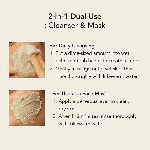 Whipped Korean Skincare Face Wash, Deep Cleansing Vegan Facial Cleanser for Oily Skin and Pore Care with Niacinamide, Hyaluronic Acid, Ceramide, Mugwort & Teatree, Doubles as a Face Mask, 4.5 oz thumbnail 5