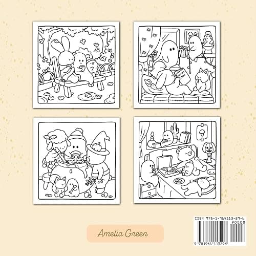Spooky Cuddly: Cozy Coloring Book for Adults and Teens Featuring Adorable Animal Characters and Cute Ghosts for Relaxation thumbnail 2