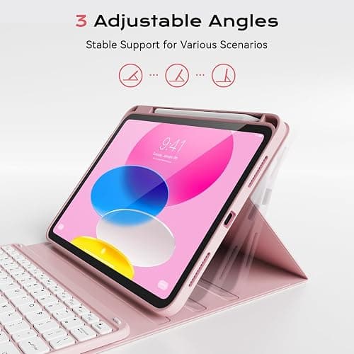 aoub Compatible for iPad A16 Case with Keyboard 11th /10th Generation 2025/2022, Multi-Touch Trackpad, 7 Color Backlit, Detachable Bluetooth Keyboard for iPad 11th/10th Gen 11 inch/ 10.9 inch, Pink thumbnail 5