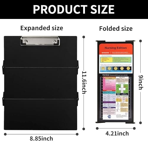 Nursing Clipboard with Nursing and Medical Edition Cheat Sheets 3 Layers Aluminum Foldable Nurse Clip Boards Notepad for Students, Nursing School Essentials (Black) - Black thumbnail 3