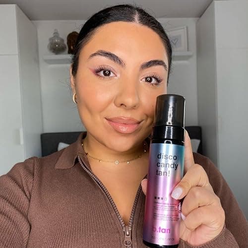 b.tan Dark Self Tanner Mousse | Disco Candy Tan - Best, 1 Hour Express Sunless Tanning Foam, Candy-Scented, Sweat-Proof & Transfer Resistant, No Fake Tan Smell, Vegan, Cruelty Free, 6.7 Fl Oz - disco candy tan thumbnail 4