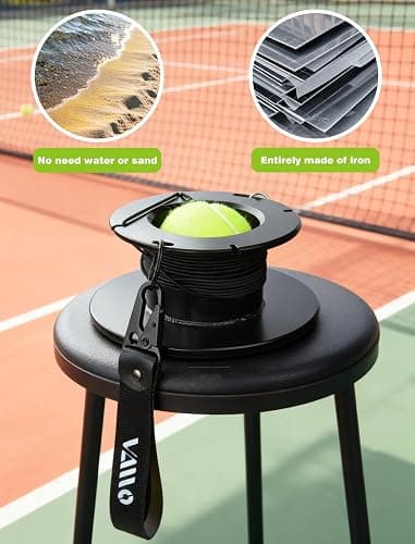 VAIIO Professional Tennis Trainer - Full Metal Portable Solo Rebounder with 3 High-Elastic String Balls, Ideal for Adults, Kids, Beginners & Advanced Players thumbnail 2