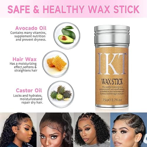 PasaRose Hair Wax Stick, Slick Back Styling Set for Puffs and Wigs - 4 Combs: Edge Brush, Rat Tail for Separation, Loose Hair Brush, Non-Greasy Finish for Styling thumbnail 8