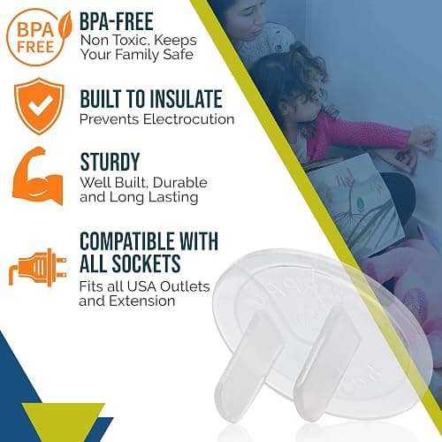 Clear Outlet Covers (50 Pack) Value Pack – Baby Safety Outlet Plug Covers – Durable & Steady – Child Proof Your Outlets Easily thumbnail 6