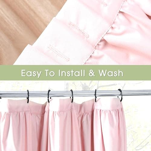 Homechoice Decor Peach Small Stall Ruffle Shower Curtain 36" W x 72" H, Vintage Handcrafted Bow Tie Bath Curtain for Master Bathroom, Ruched Microfiber Bathroom Curtain with 7 Buttonholes (LQ-10) - Peach-w - 36"W x 72"L (Pack of 1) thumbnail 6