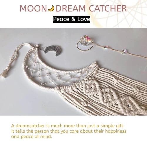 Dream Catchers, Moon Dream Catcher with Lights-Macrame Dreamcatcher Bedroom Wall Decor,Dream Catcher Girls Room Decor Teenager,Moon Gifts Dream Catchers for Boys Mom Women-Catcher Boho Wall Decor thumbnail 4