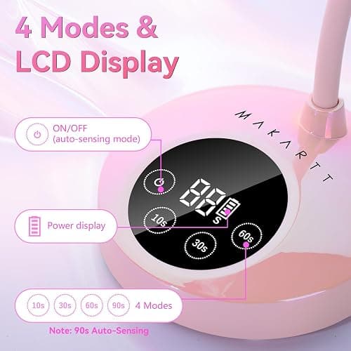 Makartt Flash Cure UV Nail Lamp for Gel Nails Rechargeable Gooseneck Design | 30Mw/Cm² UV LED Lamp with Flexible Gooseneck, Auto Sensor and 4 Timers for Fast, Even Gel Nail Curing Home DIY Salon Use thumbnail 7