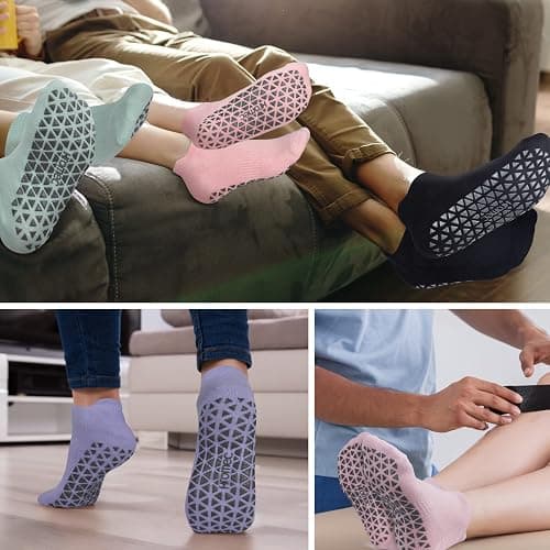 Non Slip Yoga Socks with Grips for Pilates, Ballet, Barre, Barefoot, Hospital Anti Skid Socks for Women and Men thumbnail 2