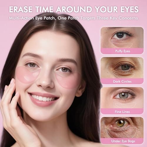 AzLucaky Under Eyes Patches, 40 Pairs Rose Hydrogel Eye Mask for Puffy Eyes and Dark Circles with Rose Essence, Hyaluronic Acid & Niacinamide, Deep Hydrating Eye Treatment for Men & Women thumbnail 5