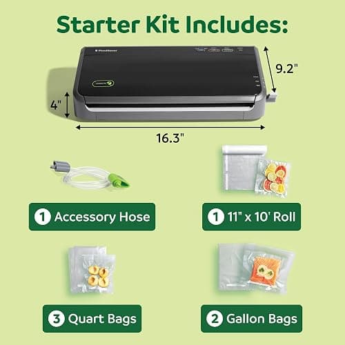 FoodSaver Vacuum Sealer Machine, Automatic Bag Detection, Sous Vide Friendly, with sealer bags, roll, handheld vacuum sealer, black thumbnail 2