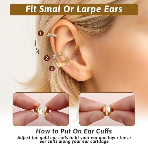 Nogeqi 12 Pcs Gold Ear Cuffs for Women Non Piercing Adjustable Fake Ear Piercings, Clip on Cartilage Earring Gold Earring Cuffs Non Pierced Cuff Earrings for Women Fake Earrings Jewelry thumbnail 3