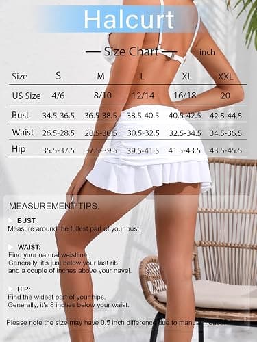 Halcurt Women's Mid Waisted Ruched Ruffle Swim Skirts with Hipster Sexy Bikini Swimsuit Bottoms thumbnail 6