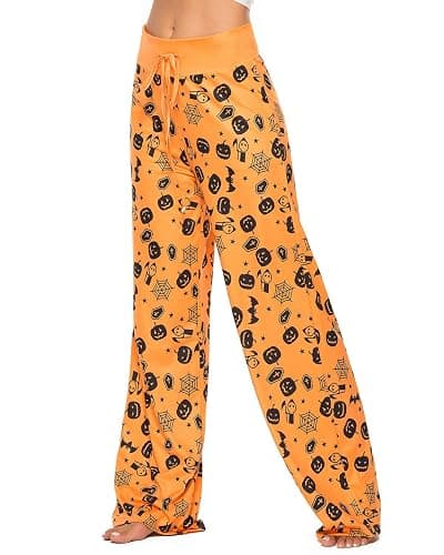 Halloween Pajama Pants for Women Spooky Pumpkin Ghost Lounge Bottoms Pjs | Pumpkin Ghost Print,Spooky Fall Jammies,Soft Lounge Bottoms,Cozy Sleepwear,Halloween Party,Comfy Sleep Pj，Cute Jammies thumbnail 3