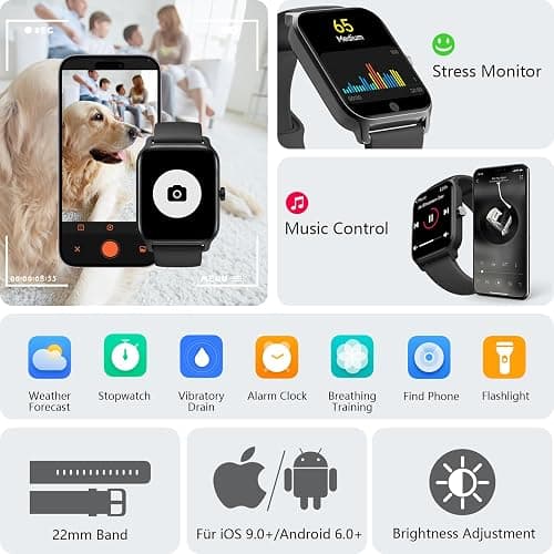 Smart Watch for Men Women, Answer/Make Calls, Alexa Built-in, [1.8" HD Screen] Smart Watches for iPhone/Samsung/Android, Fitness Watch with Heart Rate Sleep SpO2 Monitor,IP68 Waterproof, 100+ Sports thumbnail 7