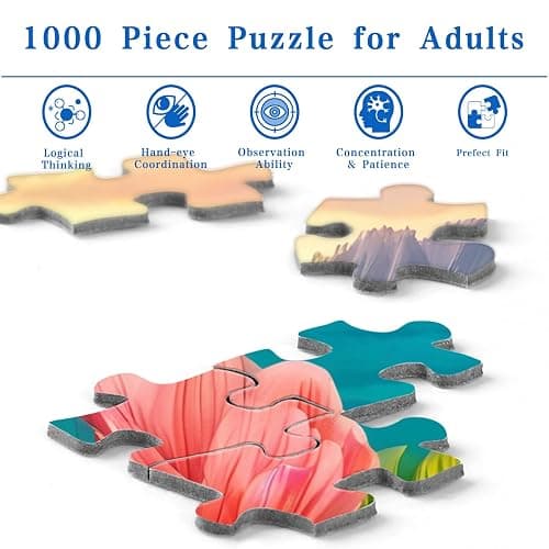Rocorose 1000 Piece Family Jigsaw Puzzle for Adults, Parrot Flamingo Dolphin Animal Puzzle, Challenging Lakeside Sea Scenic Tropical Islands Puzzle Game Home Decor thumbnail 4