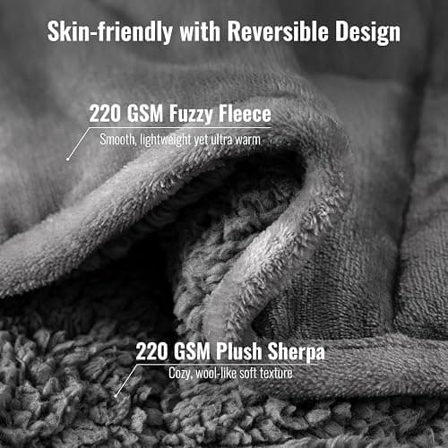 Uttermara Weighted Blanket Queen Size 15lbs 60x80 inches with Soft Plush Fleece, Cozy Warm Sherpa Snuggle Thick Heavy Blanket Great for Sleep and Calming, Grey thumbnail 2