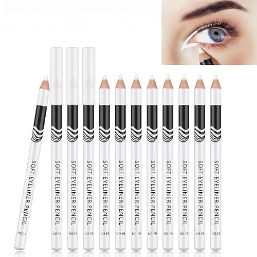 12Pcs White Eyeliner Pencils, Professional Hig|hlighter Gel Eye Liner Pencil, Soft Waterproof Eyeliner Pens for Skin Marking Eyeshadows Makeup, Easy to Colour, Gift for Mom Girl Friend - Image 1