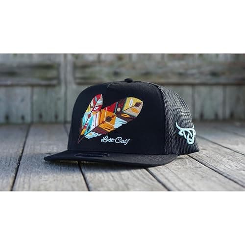 Lost Calf Feather Black Flat Trucker Cap thumbnail 2