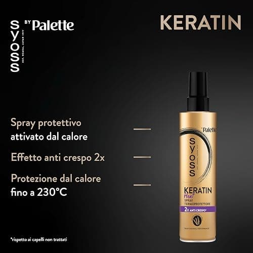 Syoss Palette Heat Spray Termoprotettore 200 ml, Termoprotettore per capelli per look professionale, Protettore termico capelli anti crespo, con complesso vitaminico e protezione calore fino a 230°C thumbnail 2