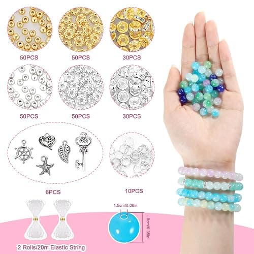 Zefy 120 Colors Glass Beads Bracelet Making Kit, 2676pcs 4 Types 8mm Crystal Beads for Jewelry Making and DIY Crafts, 5 Box Round Bead for Friendship Bracelets with Spacer Beads and Charms thumbnail 4