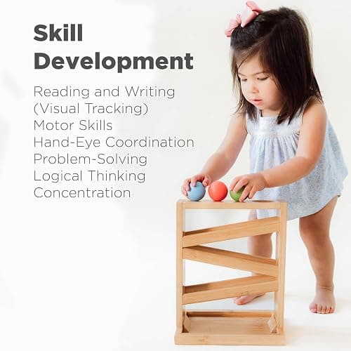 Montessori Small Ball Tracker Wooden Ball Drop - Wood Toys for 3 Year Old - Educational Toy for Baby and Toddler - Ramp Maze Run Track thumbnail 4