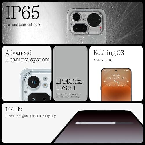 Nothing Phone (4a) Pro Cell Phone 2026 New, Unlocked Android 16 Smartphone, Triple-Lens Camera, AI Photo Edits, 6.83" 144Hz AMOLED Display, 5080mAh Battery, Dual-SIM Glyph Matrix (Pink, 12+256GB) | Phone thumbnail 4