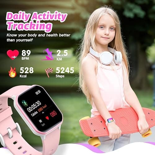 Kids Smart Watch for Girls,IP68 Waterproof Kids Fitness Tracker Watch with 1.5 Inch DIY Face,Heart Rate Sleep Monitor,19 Sport Modes,Calories Counter,Alarm Clock,Great Gifts for Children 6+ (PInk) thumbnail 7