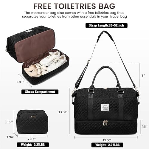 LOVEVOOK Travel Duffle Bag,Weekender Bags for Women with Shoe Compartment，Carry on Overnight Bag with Toiletry Bag,Gym Duffel Bag with Wet Pocket, Hospital Bags for Labor and Delivery thumbnail 2
