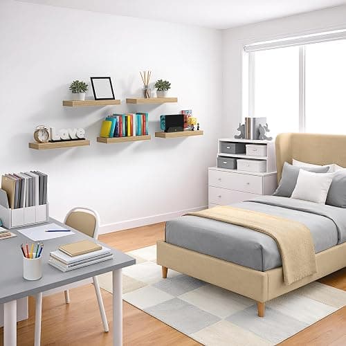 Sorbus Floating Shelves for Wall – 16 Inch Floating Shelf for Kitchen, Bedroom, Living Room, Bathroom, Home & Wall Decor - Mounted Bathroom Shelves with Invisible Brackets (Maple Wood, 4 Pack) thumbnail 6