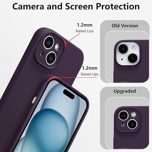 UCASONG for iPhone 15 Case Silicone,with [Full Camera Protection][Soft Anti-Scratch Microfiber Lining],Liquid Silicone Ultra Slim Shockproof Phone Case for Men Women Girls-Dark Purple thumbnail 4