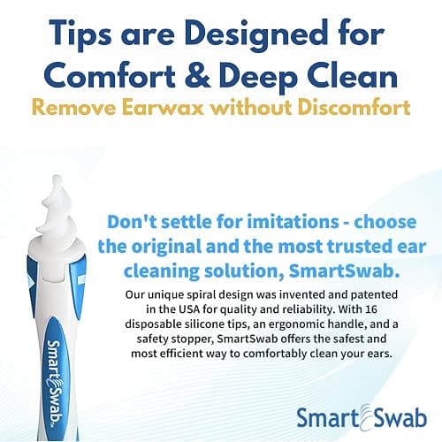 Smart Swab Spiral Ear Wax Removal Replacement Tips – 32 Soft Silicone Spiral Tips Only (No Handle) | Patented Safe Ear Cleaning Design | Easy, Gentle & Reusable Ear Cleaner Refills thumbnail 3