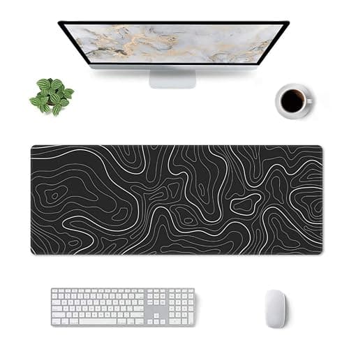 Topographic Contour Extended Big Mouse Pad Large,Gaming Mouse Pad Desk Pad,31.5x11.8 Inch Long Computer Keyboard Mouse Mat Mousepad with 3mm Non-Slip Base and Stitched Edge for Gaming and Office thumbnail 5