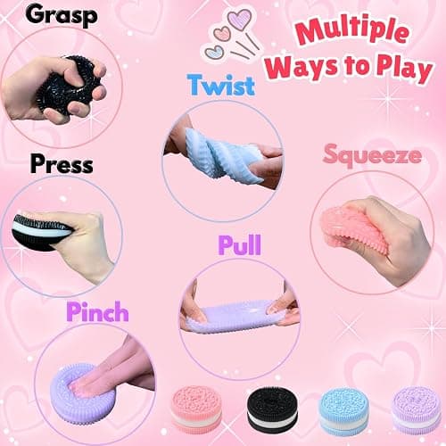 4Pcs Biscuit Stress Relief Toy, Pinching Biscuit Simulation Squishy Toy, Anxiety Relief Sensory Toy,Soft Decompression Toy, Stress Squeeze Fidget Toys for Kids and Adults, Taba Squishy, Fufu Squishy thumbnail 5