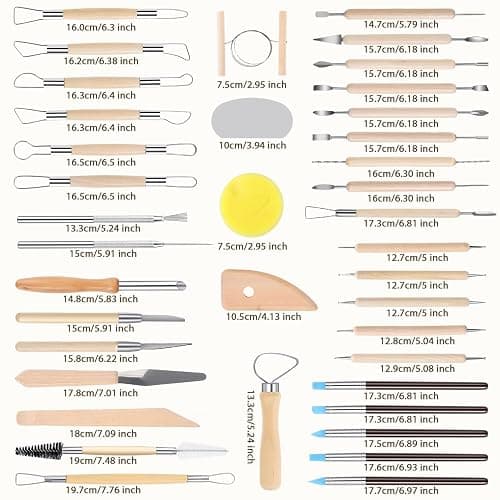 SHENOMAD 57PCS Clay Tools Kit with Wire Sculpting Tools Pottery Modeling Ceramics Polymer Tools Set for Air Dry Clay Carving Molding Pottery Crafting Beginners thumbnail 2
