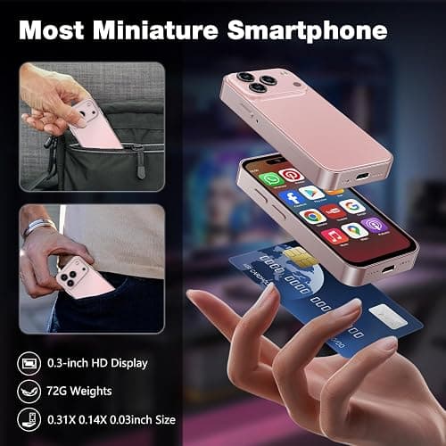 Pdfbenli Mini Phone for Kids, Unlocked Kid Phone, 4.0 inch HD Touch Screen, 3GB+32GB, 4G, Dual SIM, Face ID, Android 10.0, GPS, Kids Smart Phone (Rose Gold) thumbnail 7