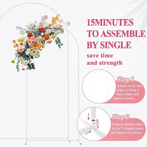 Fomcet Metal Arch Backdrop Stand Set of 2 Wedding Arch Stand White 7.2FT & 6FT Arched Frame for Birthday Party Baby Shower Graduation Ceremony Decorations thumbnail 5