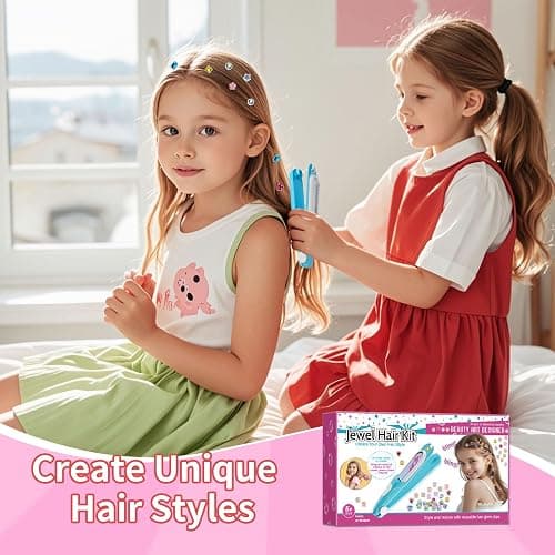 kidzkube Hair Gem Stamper Kit, Bling Hair Jewels for Girls Toys, Hair Styling Tool with Reusable Shining Diamonds, Birthday Gifts Toys for Girls Ages 3 4 5 6 8-12 thumbnail 4