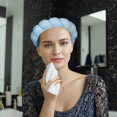 Yaqulen 7 Pcs Spa Set, Facial Headband and Wristband Set, Skincare Accessories, College Style Girl Gift, Hair Accessories for Women and Girls (Blue) thumbnail 6