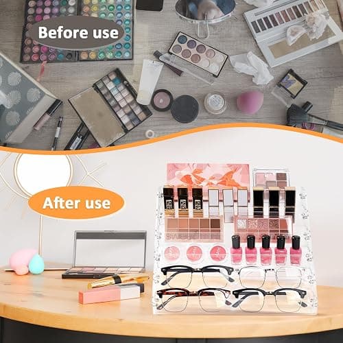 AumVum 6-Tier Nail Polish Organizer Rack, Acrylic Display Stand Holder for Nail Paint, Tattoo ink, Essential Oil, Sunglasses Storage for Salon Vanity Table, Home Decor, Holds 72 Bottles thumbnail 6