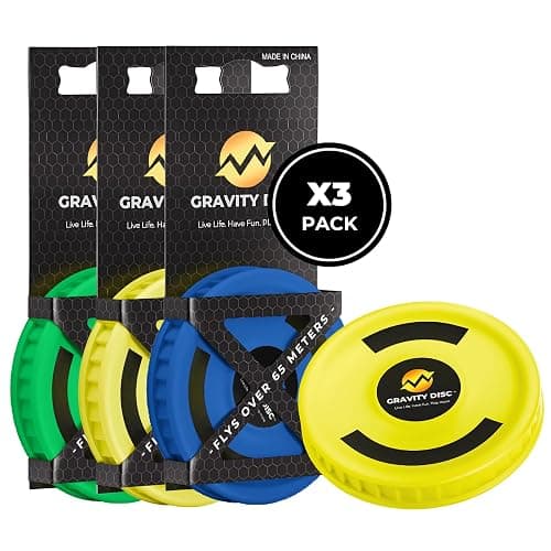 Gravity Disc Mini Frisbee - 3 Pack (Blue, Yellow, Green) Pocket Flying Discs - Disc Golf Accessories, Ultimate Frisbee, Trick Shots - Fun Outdoor Gifts for Camping, Travel, Yard Games thumbnail 3