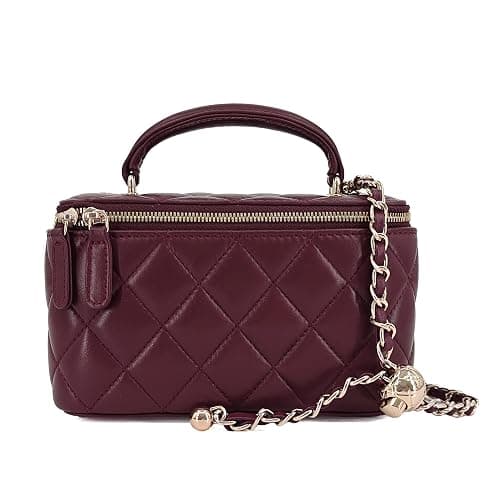 M-ioi-M Small Genuine Leather Purse Quilted Crossbody Bag for Women, Mini Top-Handle Shoulder Handbag w/Gold Chain Strap thumbnail 9