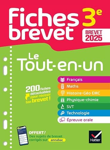 Fiches brevet - Le tout-en-un Brevet 2025 (toutes les matières): français, maths, histoire-géo EMC, SVT, physique-chimie, technologie - Image 1