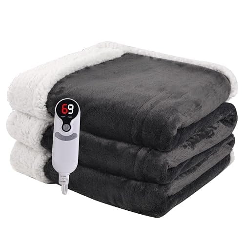 Minervada Heated Blanket Electric Blanket Full Size 72''x84'', Soft Flannel Heating Blanket with 1-10 Hour Auto Off - 6 Heat Settings - Machine Washable - Dark Grey - Image 1